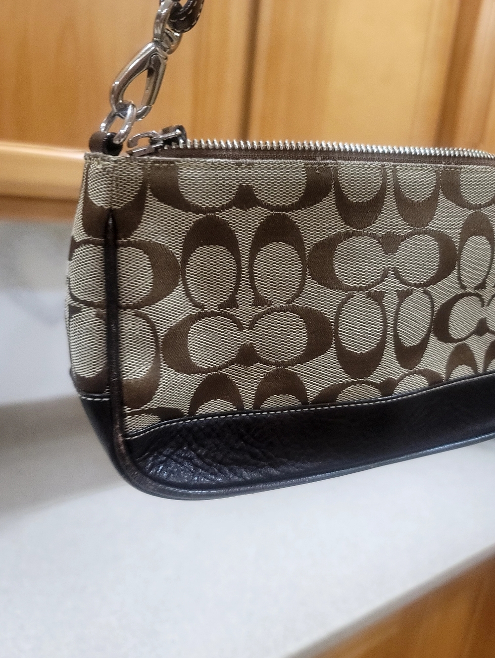 Coach Signature C Demi Pouch Jacquard Leather Baguette 6094 Y2K Vintage - Picture 5 of 8
